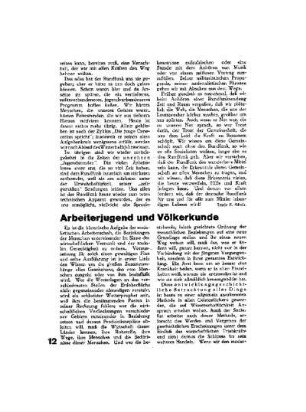 Arbeiterjugend und Völkerkunde