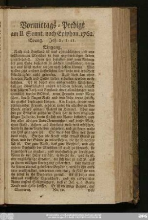 [No. 10.] Vormittags-Predigt am II. Sonnt. nach Epiphan. 1762., Evang. Joh. 2, 1 - 11.