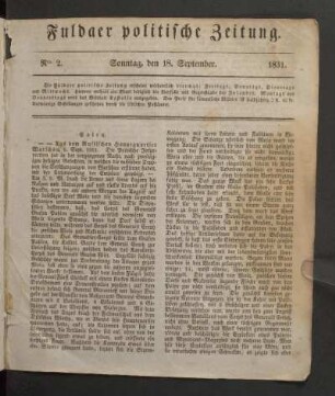 Sonntag, den 18. September. 1831