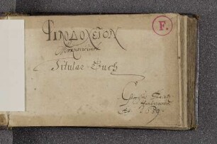 Stammbuch des Georg Heintz (1659-1663) : Erinnerungsbüchlein, Titularbuch