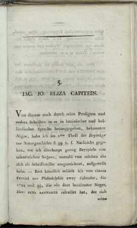 5. Jac. Jo. Eliza Capitein.
