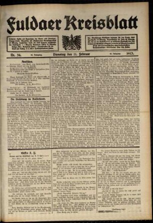 Ausgabe vom Dienstag, den 11. Februar 1913.