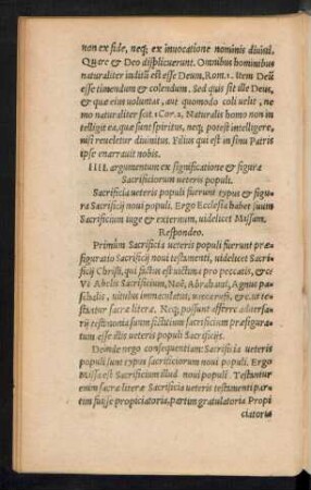 IIII. argumentum ex significatione et figura Sacrificiorum veteris populi.