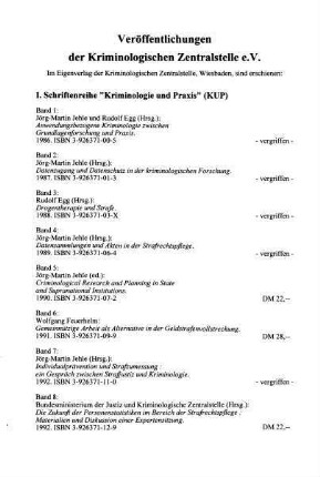 Veröffentlichungen der Kriminologischen Zentrale e.V.