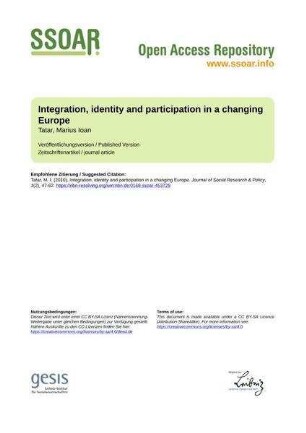Integration, identity and participation in a changing Europe