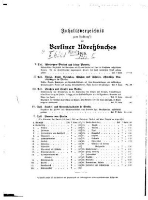 Inhaltsverzeichnis zum Nachtrag des Berliner Adreßbuches 1913
