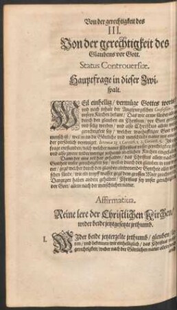 III. Von der gerechtigkeit des Glaubens vor Gott.