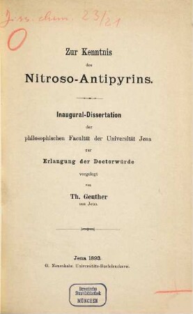 Zur Kenntnis des Nitroso-Antipyrins