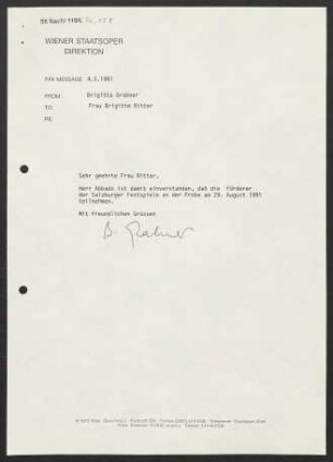 Brief an Brigitte Ritter, 04.05.1991
