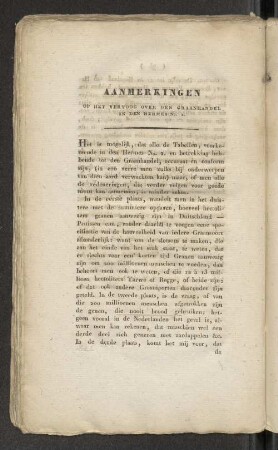 Aanmerkingen op het Vertoog over den Graanhandel in den Hermes No. 2.