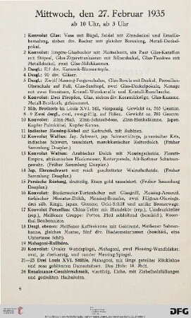 Mittwoch, den 27. Februar 1935 ab 10 Uhr, ab 3 Uhr (Nr. 1-708)