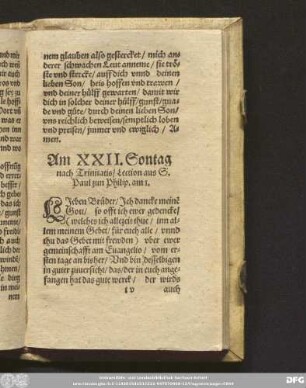Am XXII. Sontag nach Trinitatis/ Lection aus S. Paul zun Philip. am 1.