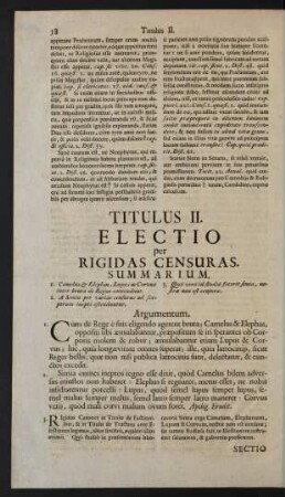 Titulus II. Electio per Rigidas Censuras