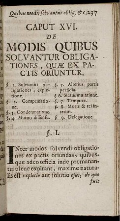 Caput XVI. De Modis Quibus Solvantur Obligationes, Quæ Ex Pactis Oriuntur.