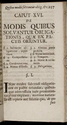 Caput XVI. De Modis Quibus Solvantur Obligationes, Quæ Ex Pactis Oriuntur.
