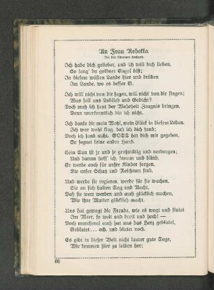 An Frau Rebekka.