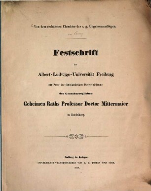 Von dem rechtlichen Charakter der s.g. Ungehorsamsfolgen : (Festschrift)