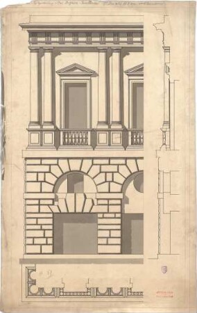 Hofmann, Theobald; Palazzo Raffaelo (Bramante), Bauaufnahme - Teilansicht, Schnitte