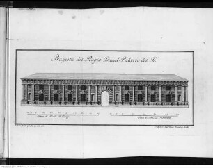 Descrizione storica delle pitture del Regio-Ducale Palazzo del Te fuori della porta di Mantova detta PusterlaAufriss der Fassade des Palazzo del Tè - Prospetto del Regio Ducal Palazzo del Te e sue appartenenze