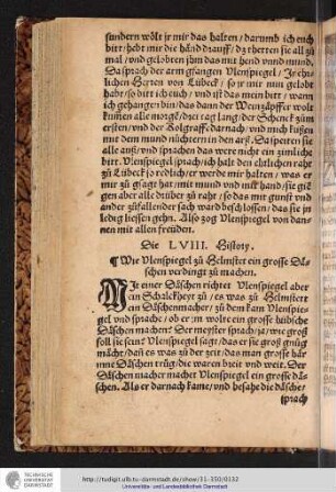Die LVIII. History Wie Vlenspiegel zu Helmstet ein grosse Daschen verdingt zu machen