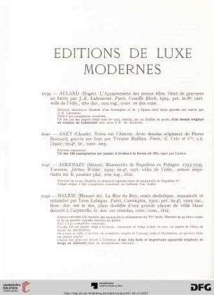 Editions de luxe modernes (Nr. 1039-1138)