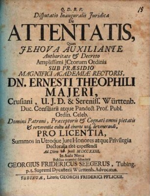 Disp. inaug. iur. de attentatis