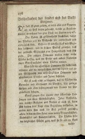 Beschaffenheit des Landes und des Volks überhaupt.