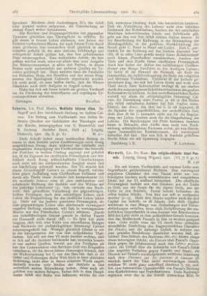 484-485 [Rezension] Warmuth, Kurt, Das religiös-ethische Ideal Pascals