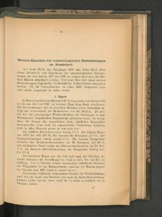 Weitere Resultate der meteorologischen Beobachtungen im Kondeland.