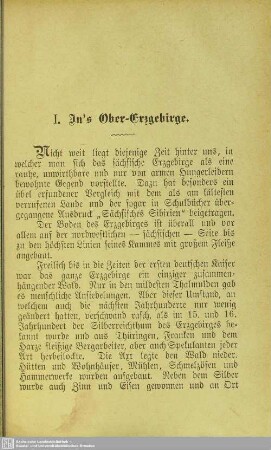 I. In's Ober-Erzgebirge