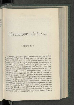 République Fédérale 1824-1835
