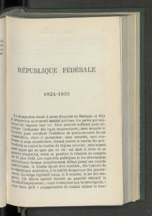 République Fédérale 1824-1835
