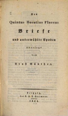 Briefe und auserwählte Epoden