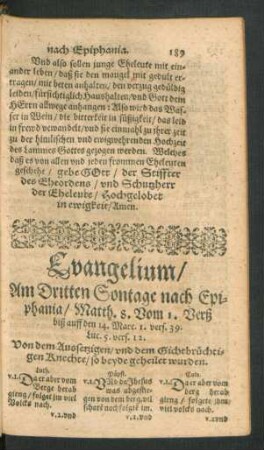 Evangelium/ Am Dritten Sontage nach Epiphania