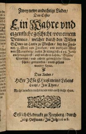 Zwey newe andechtige Lieder
