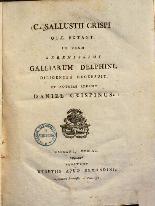 C. Sallustii Crispi quae extant