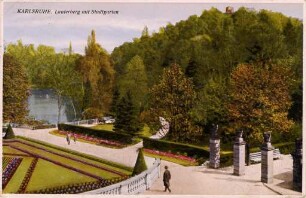 Postkartenalbum mit Motiven von Karlsruhe. "Karlsruhe. Lauterberg mit Stadtgarten"