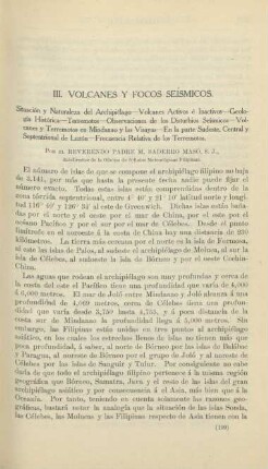 III. Volcanes y focos seísmicos. Situación y naturaleza del Archipiélago. - ...