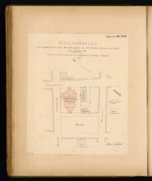Evangelische Kirche, Neuwied Monatskonkurrenz September 1880: Lageplan 1:625