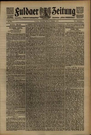 Erste Ausgabe vom Samstag, den 31. Oktober 1908.