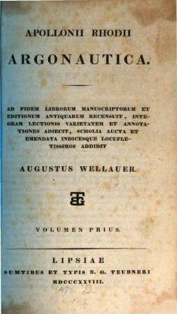 Apollonii Rhodii Argonautica, 1