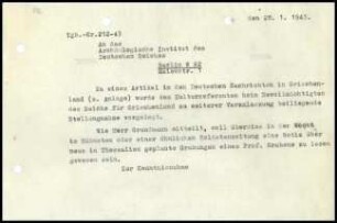 DAI Athen an DAI Berlin