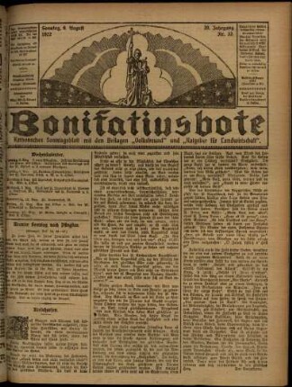 Erste Ausgabe vom Sonntag, den 06. August 1922.