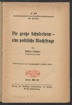 Die große Schulreform - eine politische Machtfrage