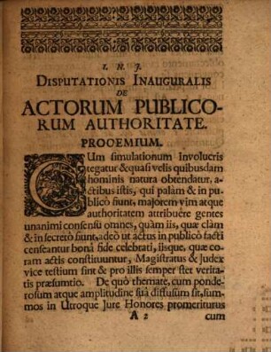 Disputatio Juridica Inauguralis De Actorum Publicorum Authoritate