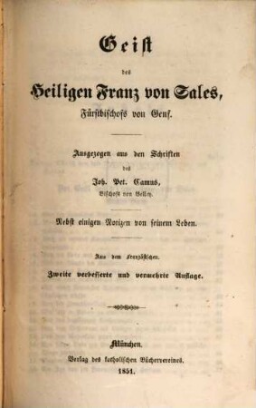 Geist des heiligen Franz von Sales, Fürstbischofs von Genf