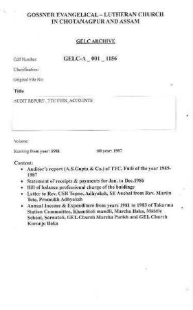 AUDIT REPORT TTC FUDI ACCOUNTS