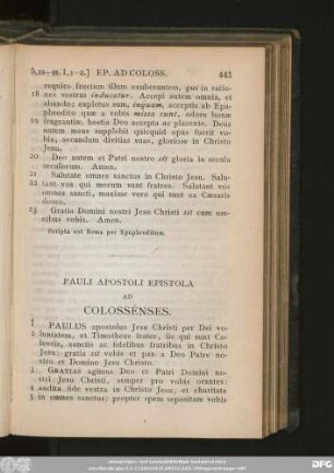 Pauli Apostoli Epistola Ad Colossenses.