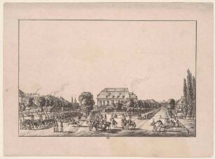 Dresden, Blick in die Hauptstraße und Königsstraße vom Bautzner Tor, aus Richters "30 Mahlerischen An- und Aussichten von Dresden ..."