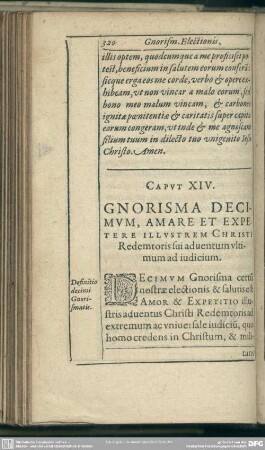 Caput XIV. Gnorisma Decimum, Amare Et Expetere Illustrum Christi Redemtoris sui adventum ultimum ad iudicium
